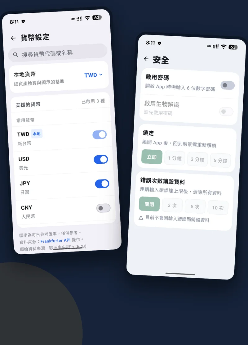 多幣別支援，隱私安全至上